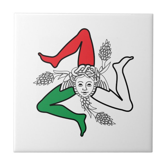 Sicilian Trinacria Medusa Design Kakelplatta (Framsidan)