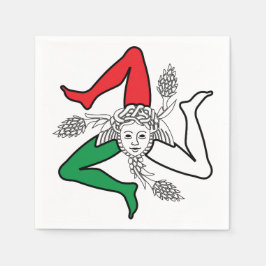 Sicilian Trinacria Medusa in Italian Flag Theme Pappersservett