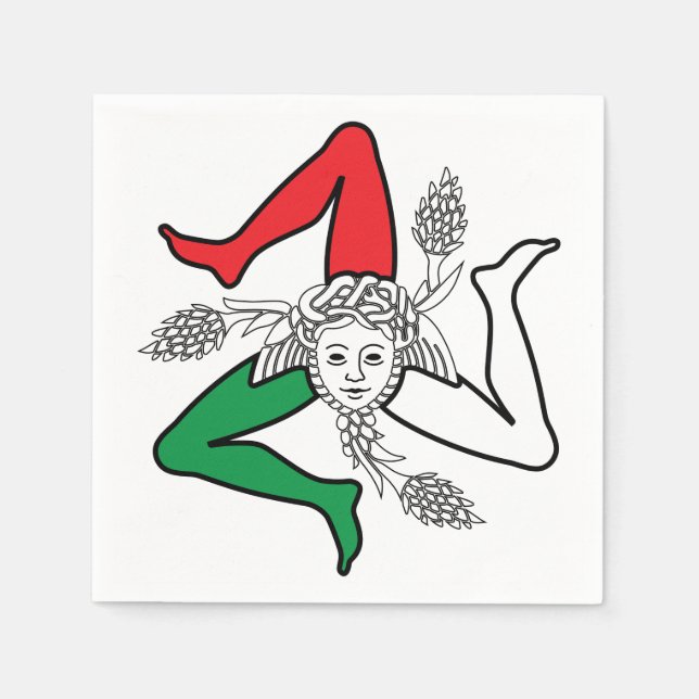 Sicilian Trinacria Medusa in Italian Flag Theme Pappersservett (Framsidan)