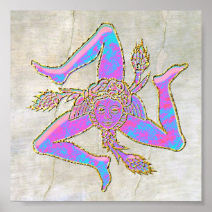 Sicilian Trinacria på gips Poster