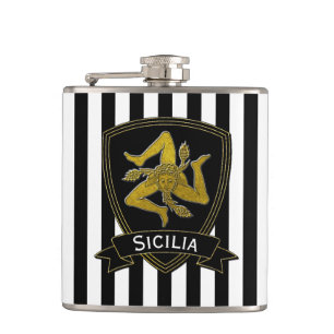 Sicilian Trinacria svart & guld Fickplunta