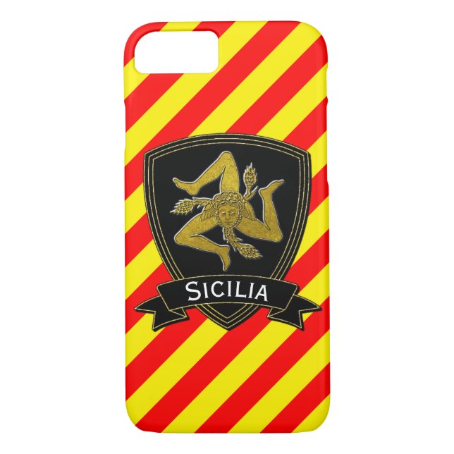 Sicilian Trinacria svart & guld- röd gult Case-Mate iPhone Skal (Baksida)