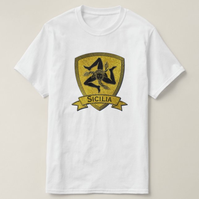 Sicilian Trinacria svart & guld Tee Shirt (Design framsida)