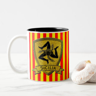 Sicilian Trinacria svart & guld Två-Tonad Mugg