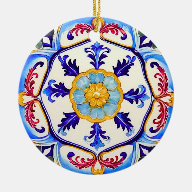 Siciliansk barockblomma I Julgransprydnad Keramik (Framsidan)