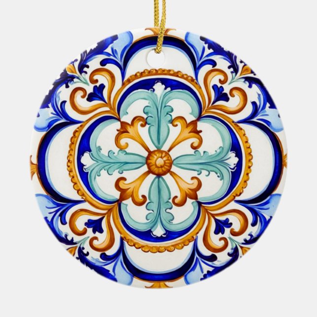 Siciliansk barockblomma II Julgransprydnad Keramik (Framsidan)