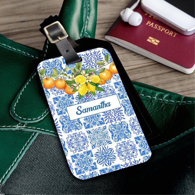 Siciliansk blåaktig gult citrus Mediterranean azul Bagagebricka (Skapare uppladdad)