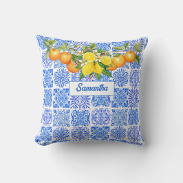 Siciliansk blåaktig gult citrus Mediterranean azul Kudde