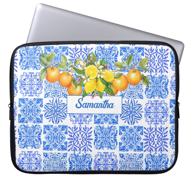 Siciliansk blåaktig gult citrus Mediterranean azul Laptop Fodral (Framsidan)