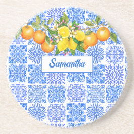 Siciliansk blåaktig gult citrus Mediterranean azul Underlägg