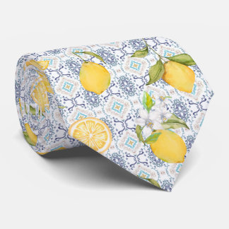 Siciliansk citron vattenfärg mönster med utsmyckad slips