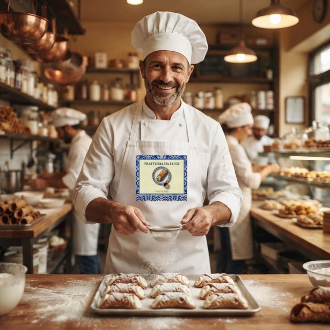 Siciliansk Kakel Cannoli Efterrät Chef Förkläde (Skapare uppladdad)