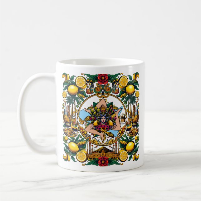 Siciliansk Trinacria-design  Kaffemugg (Vänster)
