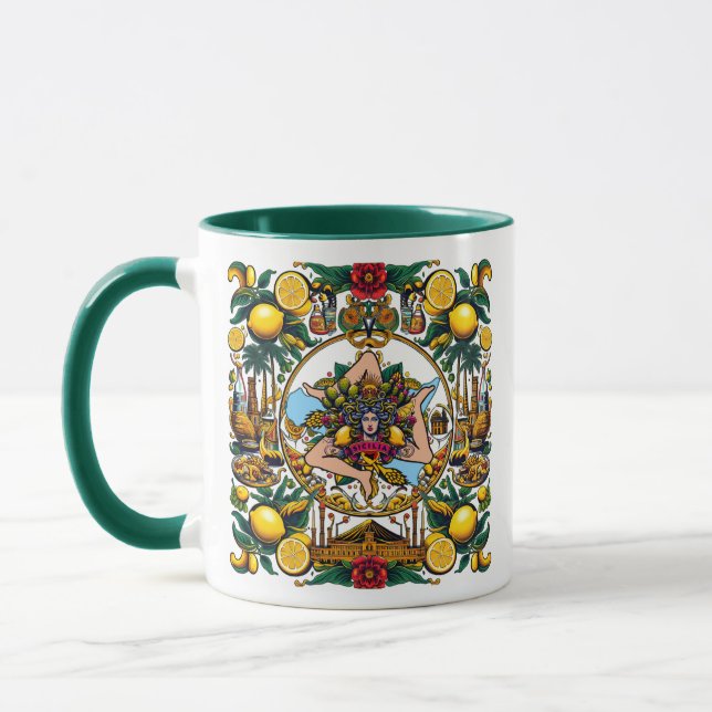 Siciliansk Trinacria-design  Mugg (Vänster)