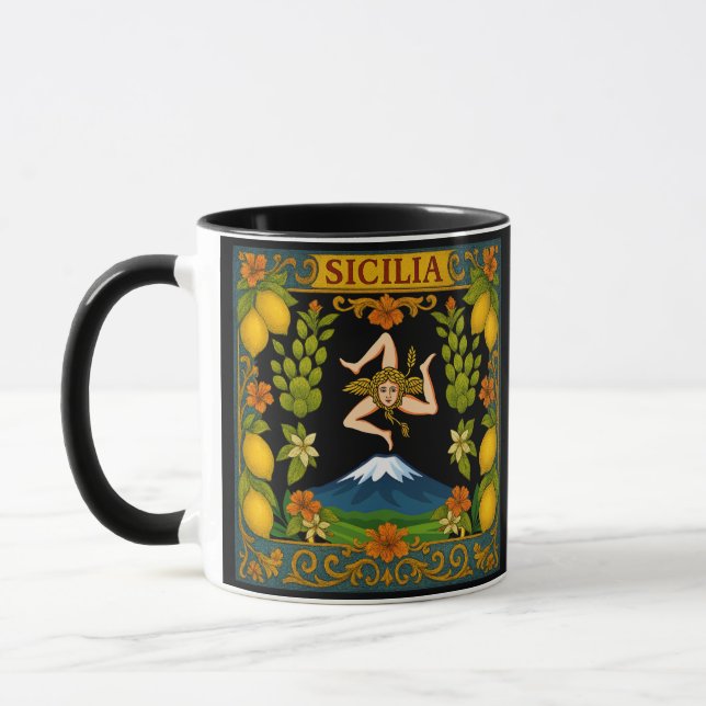 Siciliansk Trinacria-design  Mugg (Vänster)