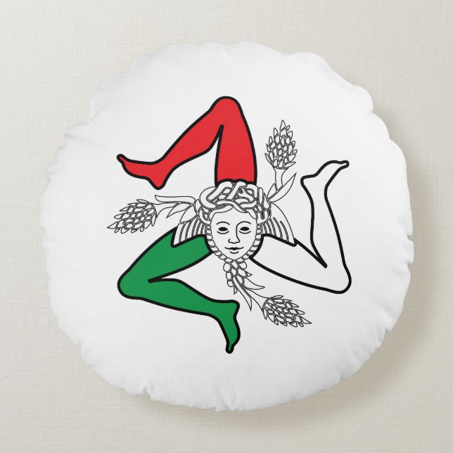 Siciliansk Trinacria Medusa-design Rund Kudde (Framsidan)