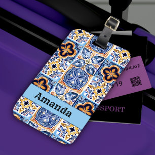 Sicilianska blå vita keramiska plattor för Medelha Bagagebricka