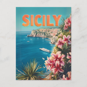 Sicilianska blommor vintage vykort