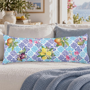 Sicilianska citrus blomster- Medelhavet azulejo-ka Kroppskudde