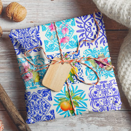 Sicilianska citrusplattor i blommigten Mediterrane Presentpapper