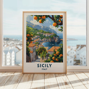 Sicilianska Italiarna Travel Skriv ut Poster itali