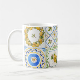 Sicilianska lemons Watercolor Square Mönster Kaffemugg