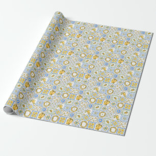 Sicilianska lemons Watercolor Square Mönster Presentpapper