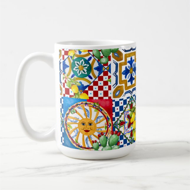 sicilianska,majolica,plattor,citroner kaffemugg (Vänster)