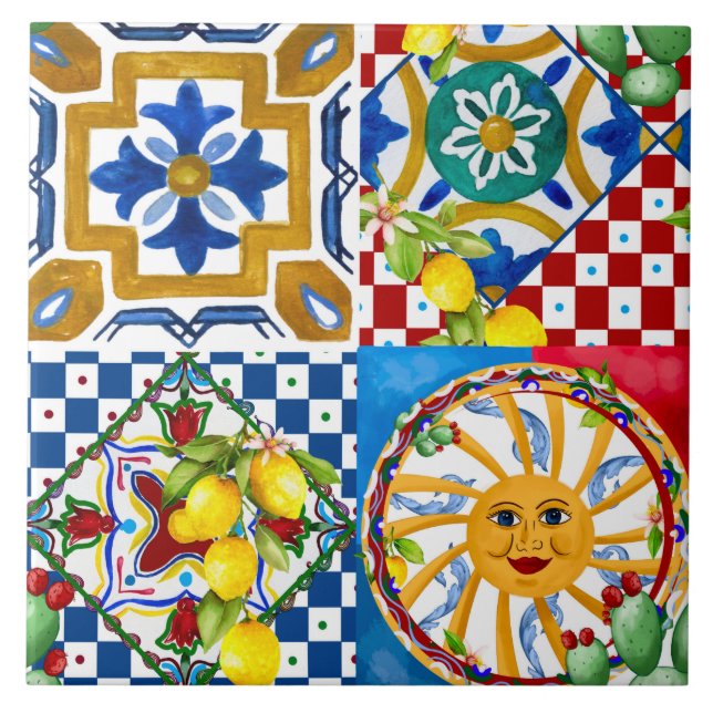 sicilianska,majolica,sol,plattor,citroner kakelplatta (Framsidan)