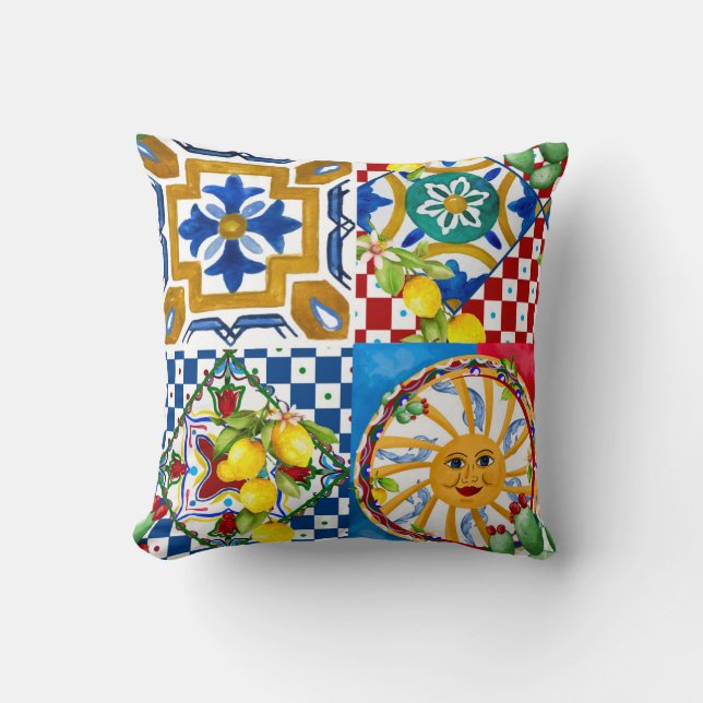 sicilianska,majolica,sol,plattor,citroner kudde (Framsida)