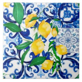 Sicilianska plattor, citron, mosaik, majolica kakelplatta