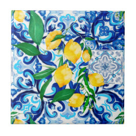 Sicilianska plattor, citron, mosaik, majolica kakelplatta
