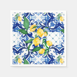 Sicilianska plattor, citron, mosaik, majolica pappersservett