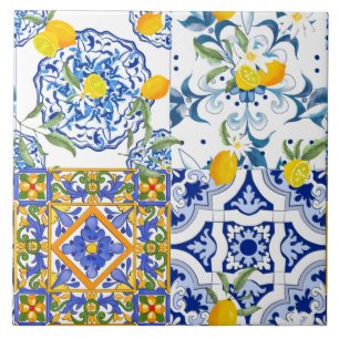 Sicilianska plattor, majolica, citron, plattor kakelplatta