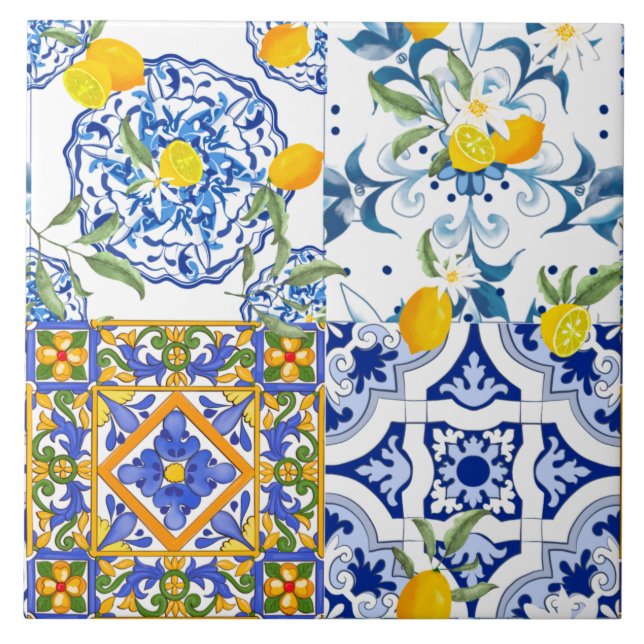 Sicilianska plattor, majolica, citron, plattor kakelplatta (Framsidan)
