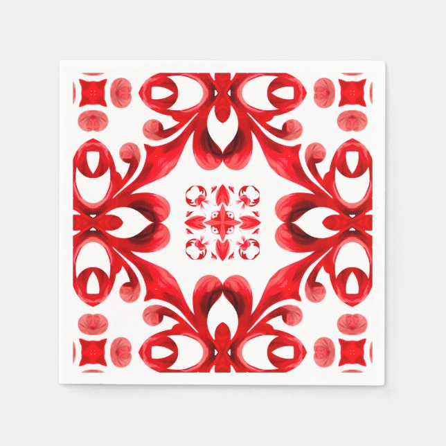 Sicilianska plattor, mosaik, röda plattor pappersservett (Framsidan)