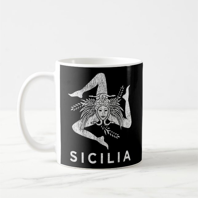 Sicilianska Pridet Sicilia Sicilian Flagga Trinacr Kaffemugg (Vänster)