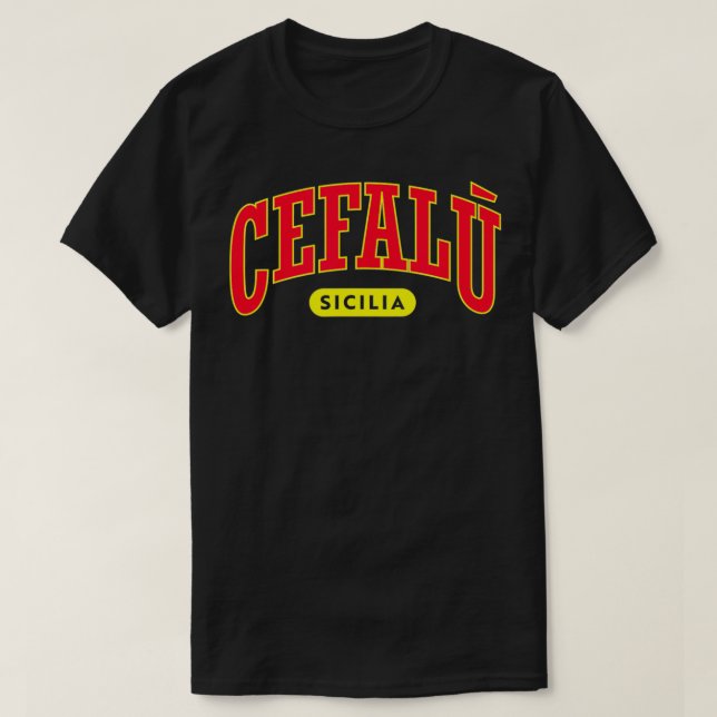Sicilianska Pridet Universiteten Stil Cefalu T Shirt (Design framsida)