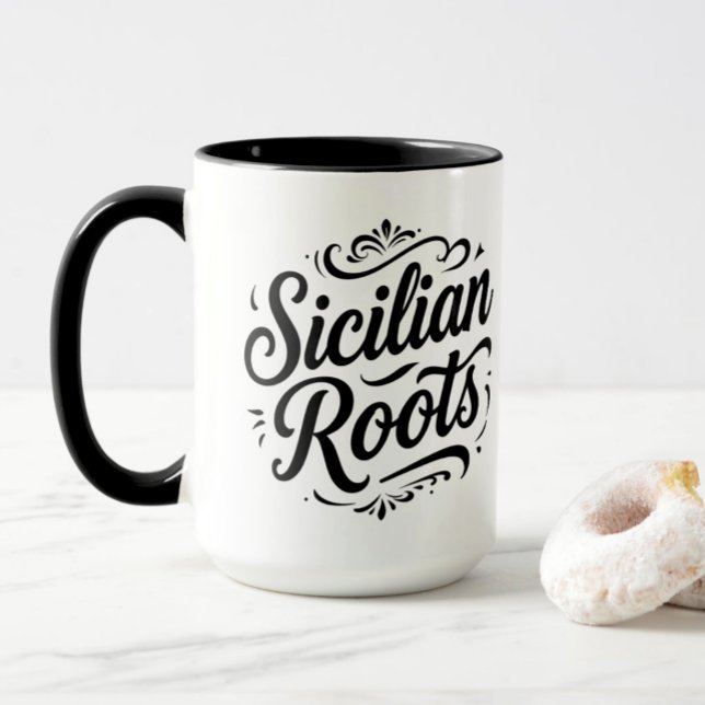 Sicilianska rötter – Elegant italiensk arvs-mugg Mugg (Sicilian Roots Vintage typography design on mug for Sicily Italian heritage gift)