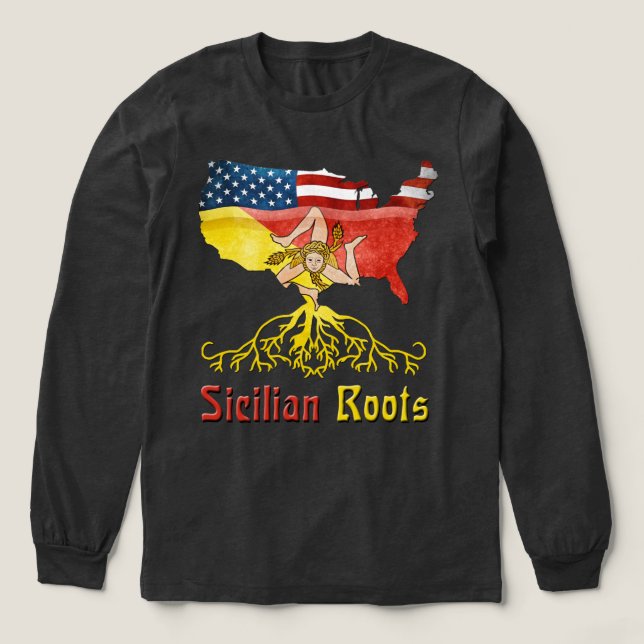 Sicilianska rötter USA flagga Heritage T Shirt (Design framsida)