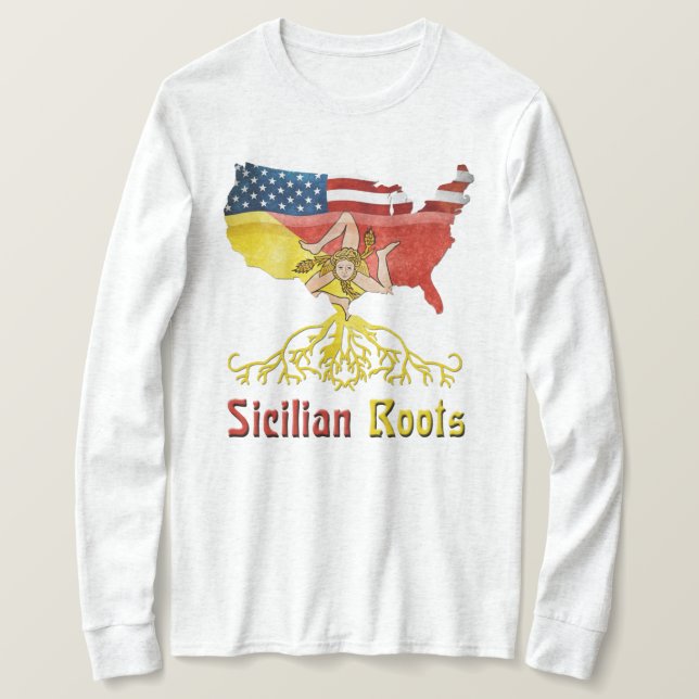 Sicilianska rötter USA flagga Heritage T Shirt (Design framsida)