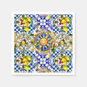 Sicilianska sol, citron, medelhavsplattor, pappersservett