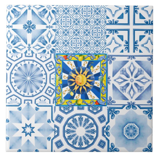 Sicilianska sol,citron,mosaik,majolica kakelplatta (Framsidan)