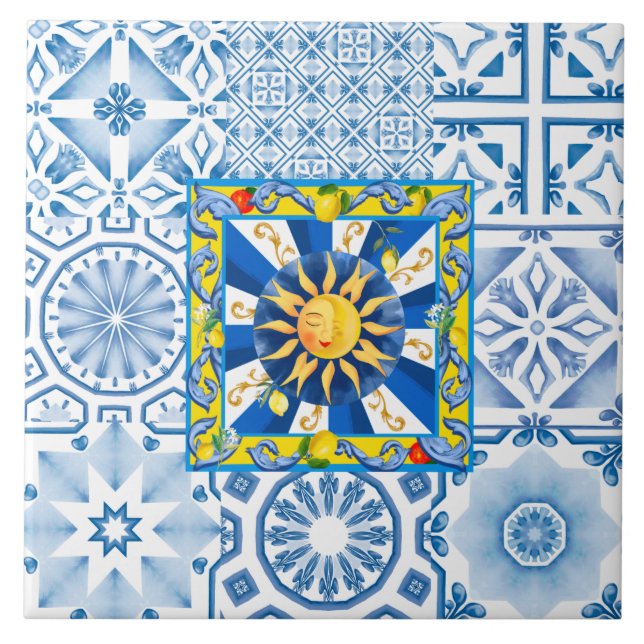 Sicilianska sol,citron,mosaik,majolica kakelplatta (Framsidan)