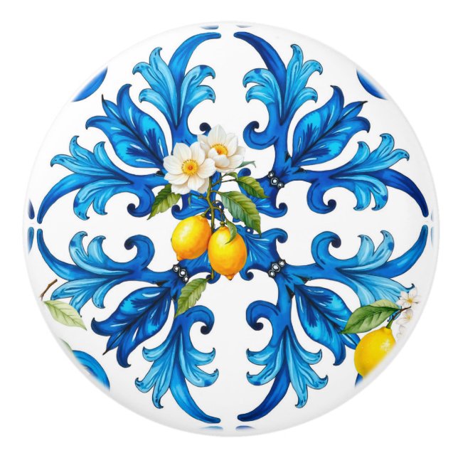sicilianska,sommar,citron,mosaik,blå, knopp (Framsidan)