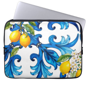 sicilianska,sommar,citron,mosaik,blå laptop fodral