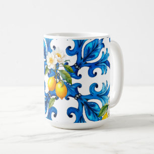 sicilianska,sommar,citron,mosaik,blå,scarf, kaffemugg