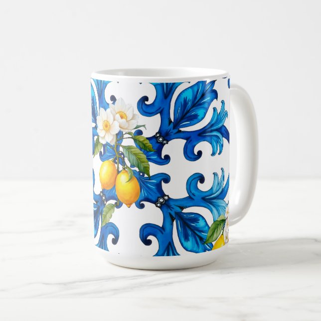 sicilianska,sommar,citron,mosaik,blå,scarf, kaffemugg (Framsida höger)
