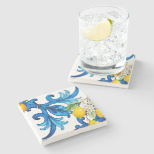 sicilianska,sommar,citron,mosaik,blå stenunderlägg