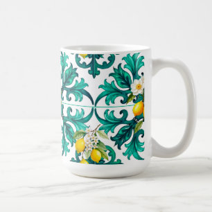 sicilianska,sommar,citron,mosaik,grönt kaffemugg